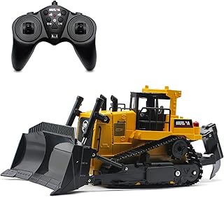 Losbenco RC Bulldozer 1/16 Full Functional Construction Vehicle, 2.4Ghz 11 Channel Remote Control Bulldozer with Light, Sound and Programming Functions for 8, 9, 10 and Up Years Old(Two Batteries)