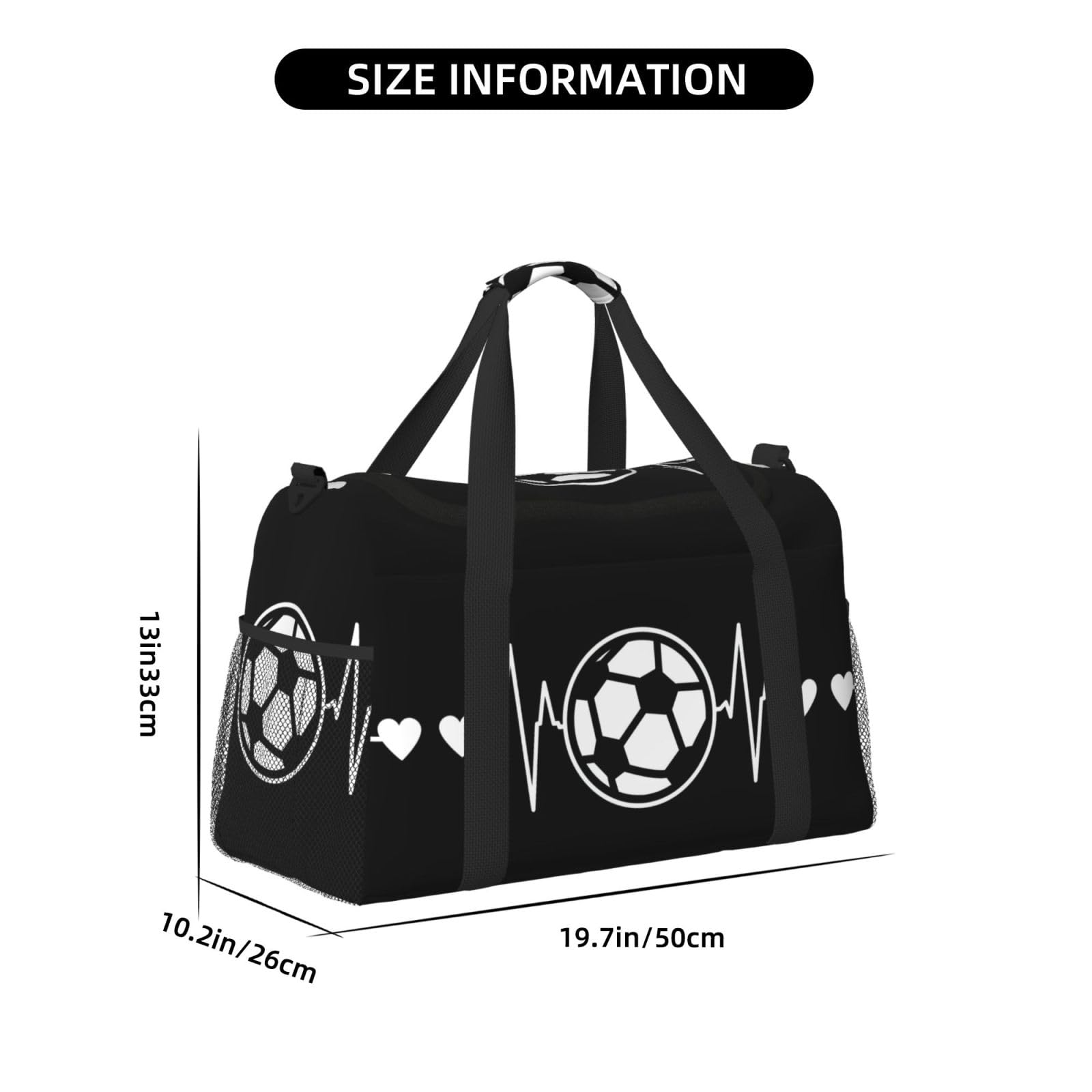 'I Love Soccer Travel Duffel' torba sportowa duża składana wodoodporna torba na noc plaża torby pływackie basen sport siłownia
