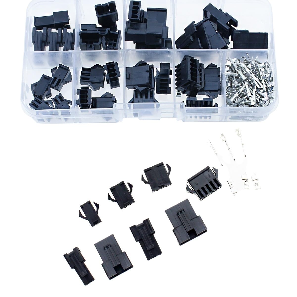 200 Stück 2,54 mm Pitch 2/3/4/5-polige Steckverbinder, Stecker und Buchse, Steckergehäuse, Stiftverbinder, Crimpklemmen-Adapter