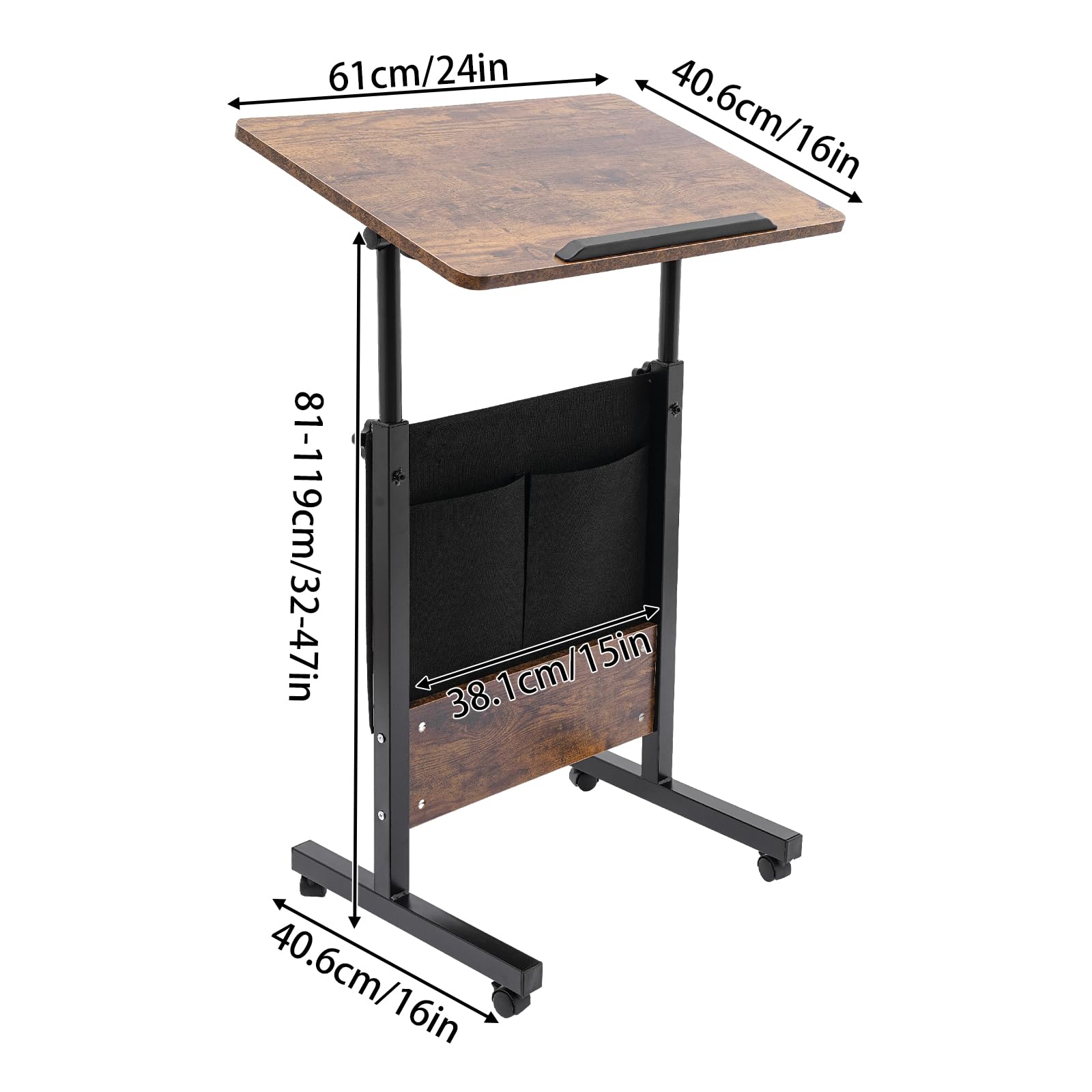 Standing Desk Adjustable Height with Storage Bag 16x24in Computer Desktop Mobile Stand Up Laptop Desk Standing Table Sit — view 3