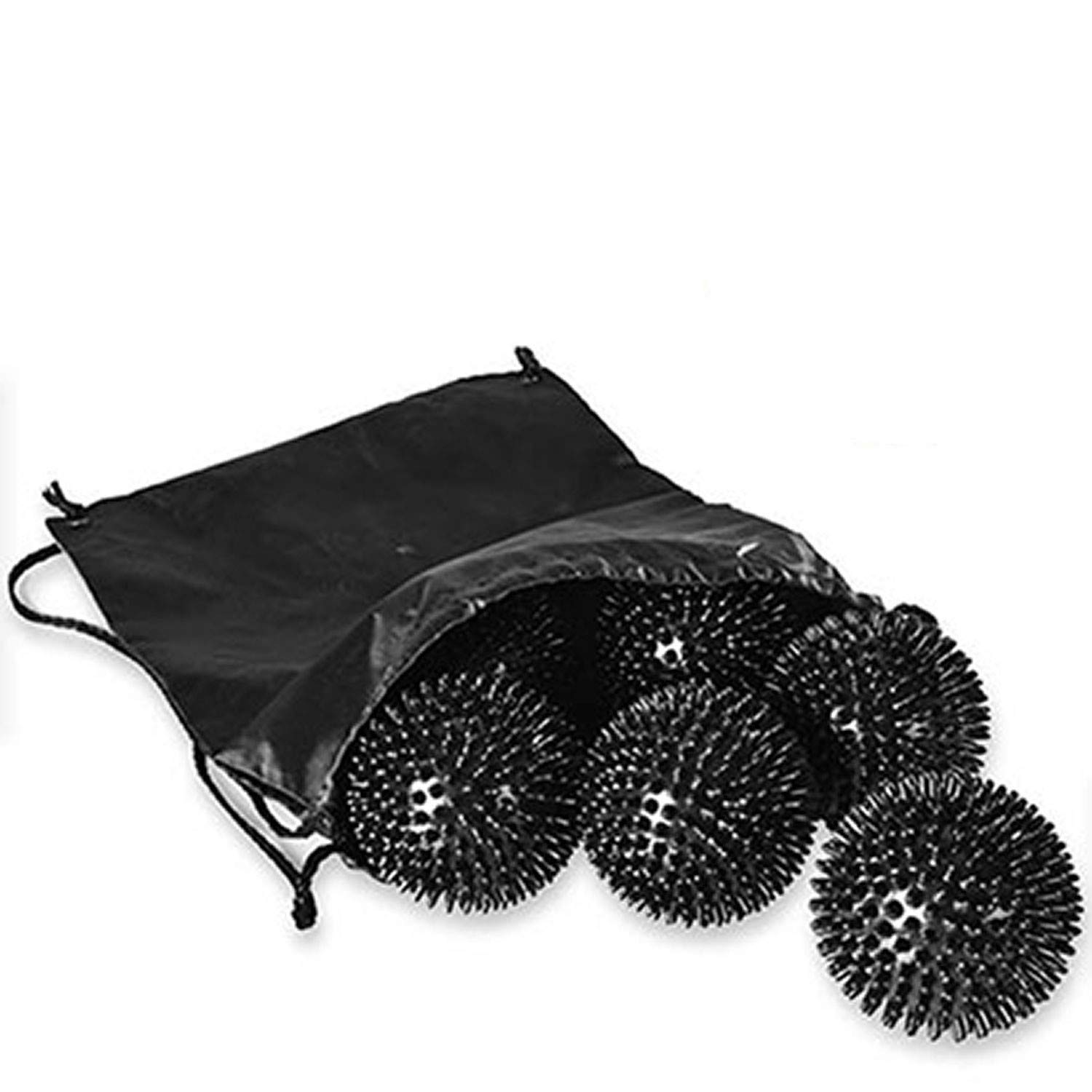 Set de 6 Pelotas de Masaje con Púas Duras de 10 cm Ø para Alivio de Tensión, Estrés y Terapia Fascial, con Bolsa de Transporte