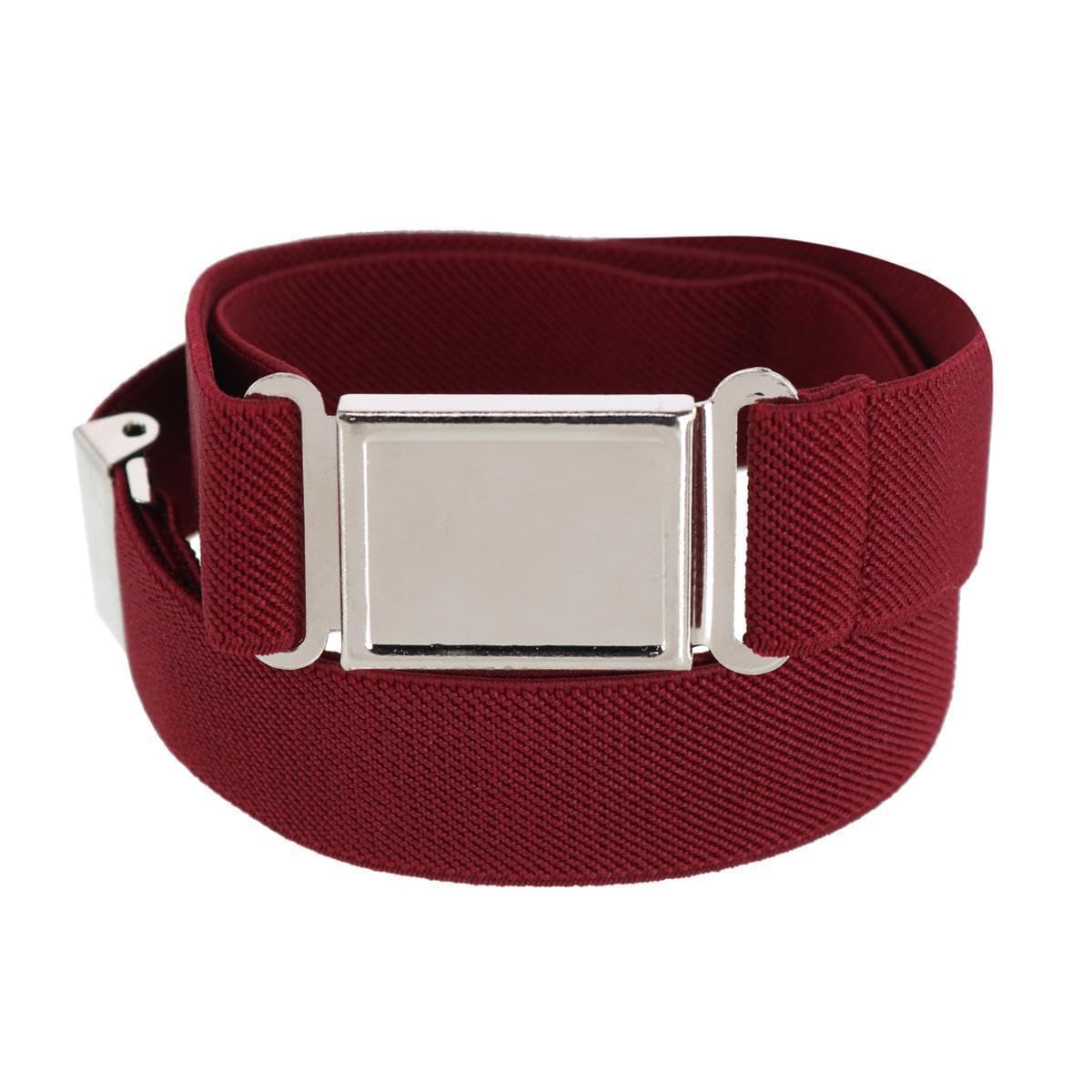 CTM Kids' Adjustable Elastic Belt with Magnetic Buckle, Maroon