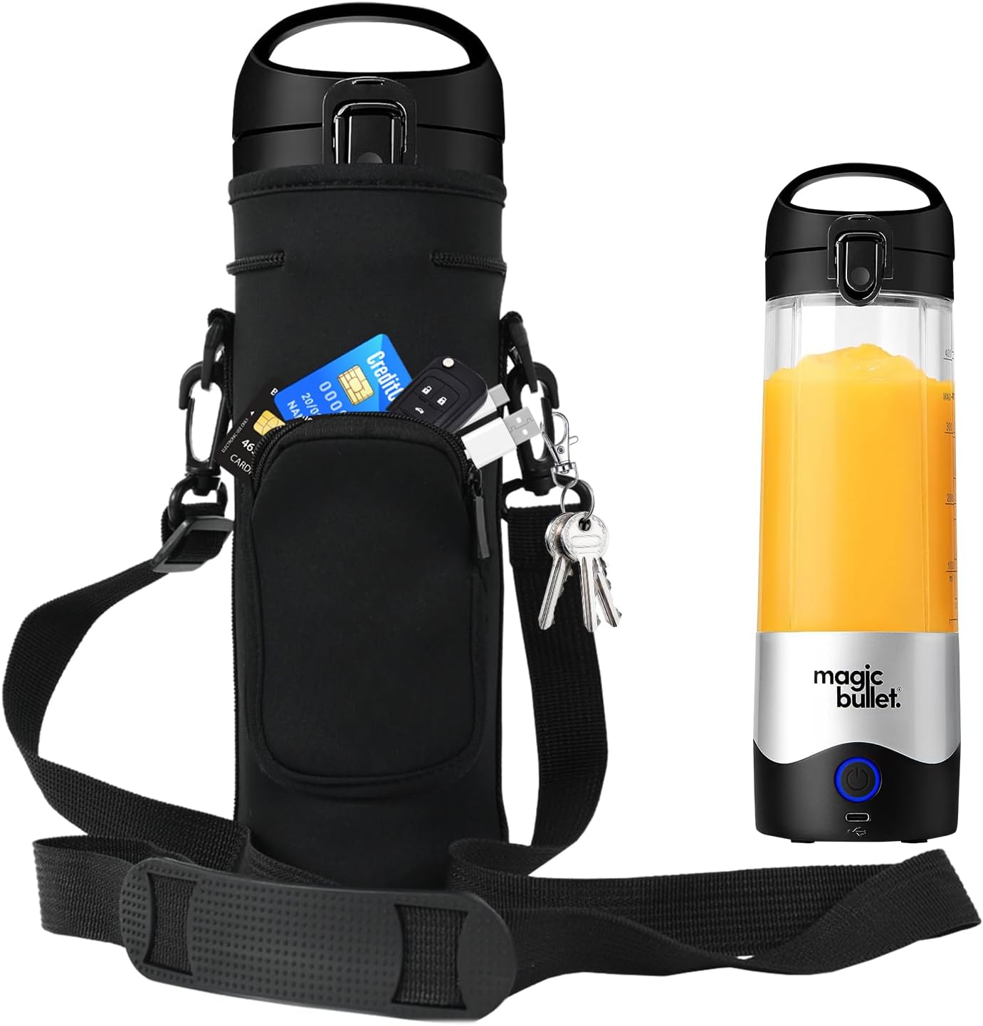 Portable Blender Carrying Case Bag for Magic Bullet Portable Blender (MBPB50100 MBPB50100W MBPB50100FP MBPB50100AK), Storage Sleeve Bag for blender with Shoulder Strap and Pocket (Black)