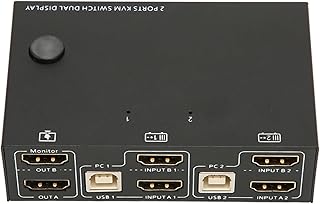 Bewinner 2 Port KVM Switch Dual Monitor HDMI 4K 30Hz, Dual Monitor KVM Switch for 2 Computers Share USB Keyboard Mouse Monitor KVM Converter