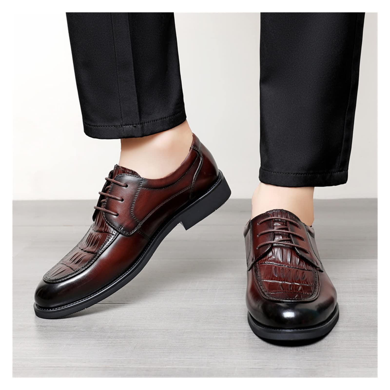 CARZE Scarpe da Uomo in Vera Pelle Scarpe da Sposo da Cerimonia for Abiti da Cerimonia Scarpe da Uomo in Pelle Casual da Lavoro da Uomo Scarpe Eleganti da Uomo(BrownA,40)