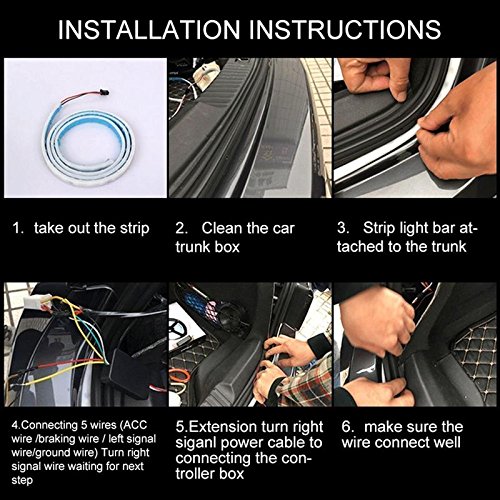Image of Guance Car Boot Trunk Led Light Multi Function Light Ice Blue & Red DRL Brake With Side Turn Signal & Parking Indication Dicky, Trunk, Boot Strip Light For Universal for all cars