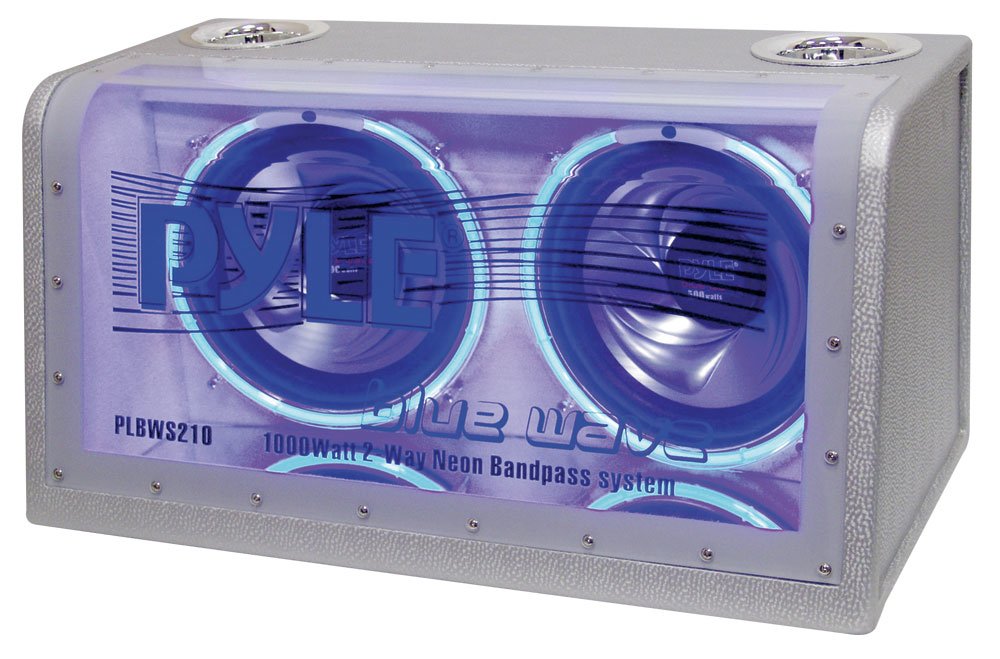 Pyle PLBWS210 Dual 10-Inch Bandpass Subwoofer System with blue neon rings