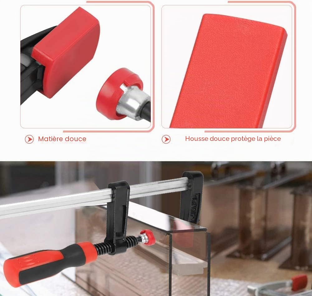 4Pcs Serre joint Menuisier, Serre-Joints à Vis de Bois malléable F Pince à Bois Métallique à Libération Rapide Pince-étau avec poignée pour Travail du bois, des Métaux et DIY 80 * 600mm