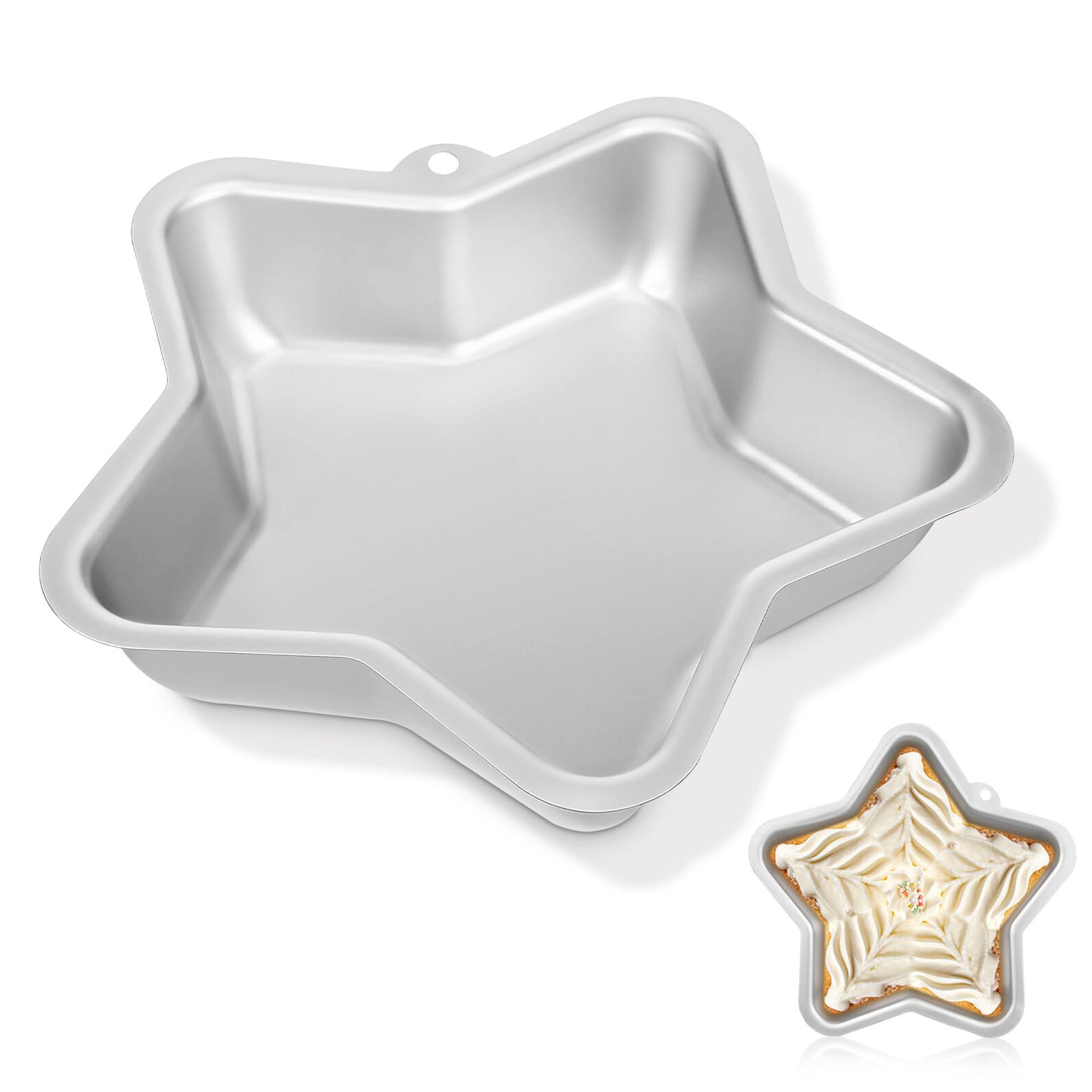 SOLUSTRE Teglia per Dolci a Forma di Stella in Alluminio Resistente 24X23 CM Stampo Antiaderente per Matrimoni e Celebrazioni Utensile da Forno Duraturo