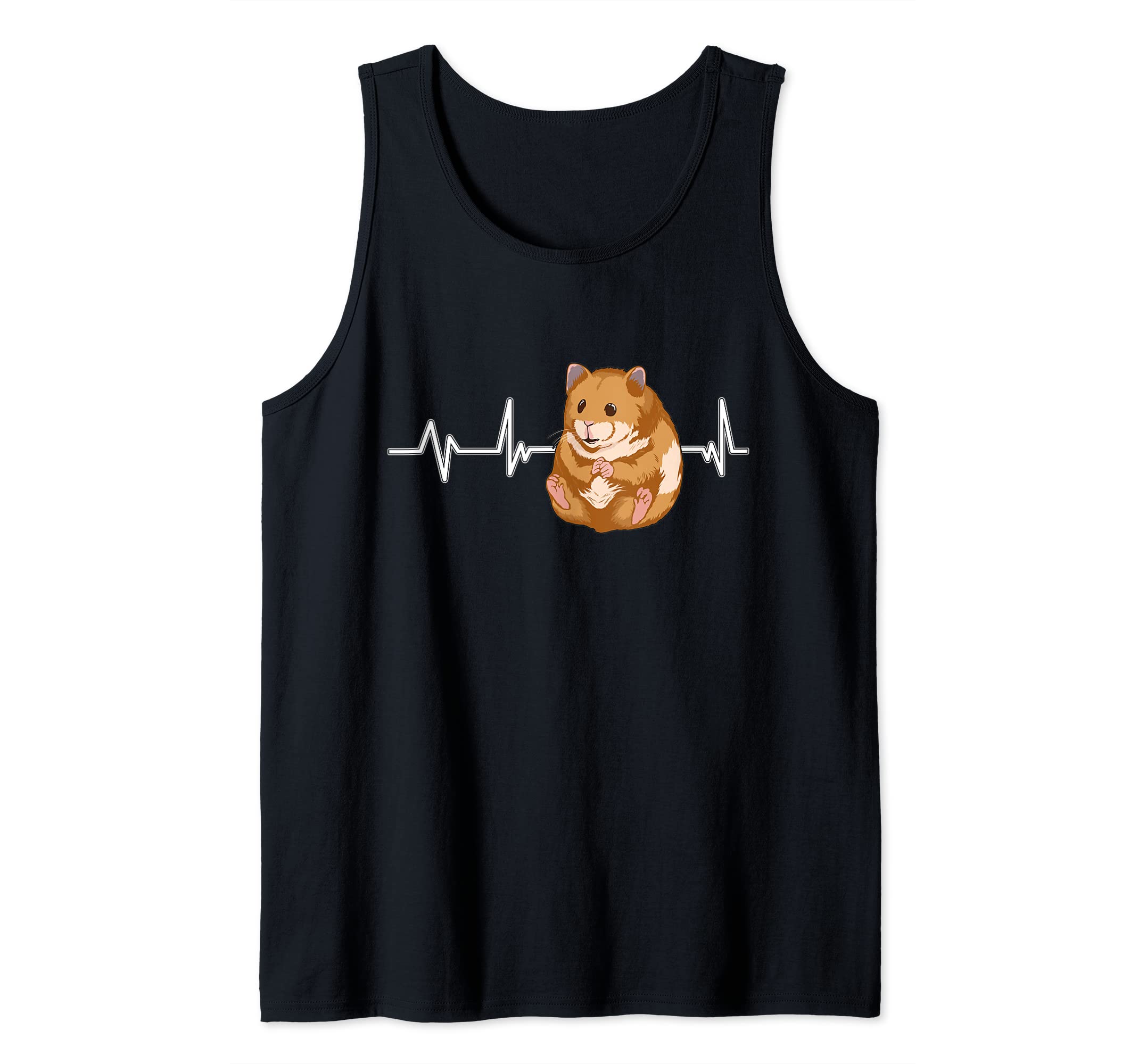 Hammy Hamster Heartbeat EKG Heart Rate Hamsters Tank Top, Black