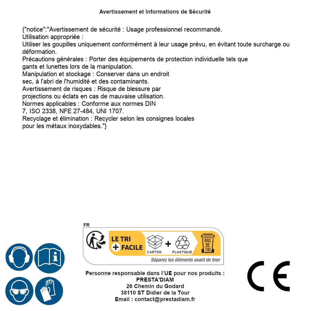100 pasadores cilíndricos 5 x 60 mm - DIN 7 - ISO 2338 - NFE27-484 - UNI 1707 - Inox A1 - D-Work