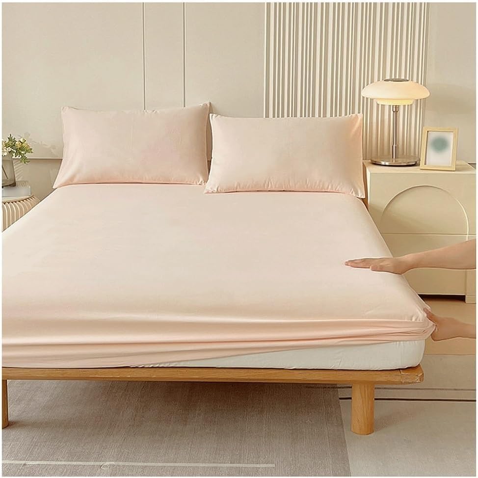 Sábanas De Seda Morera, Solo Colores Sólidos, Superiores Enfriamiento Suave, Ropa Cama(N,King-150x200cm)