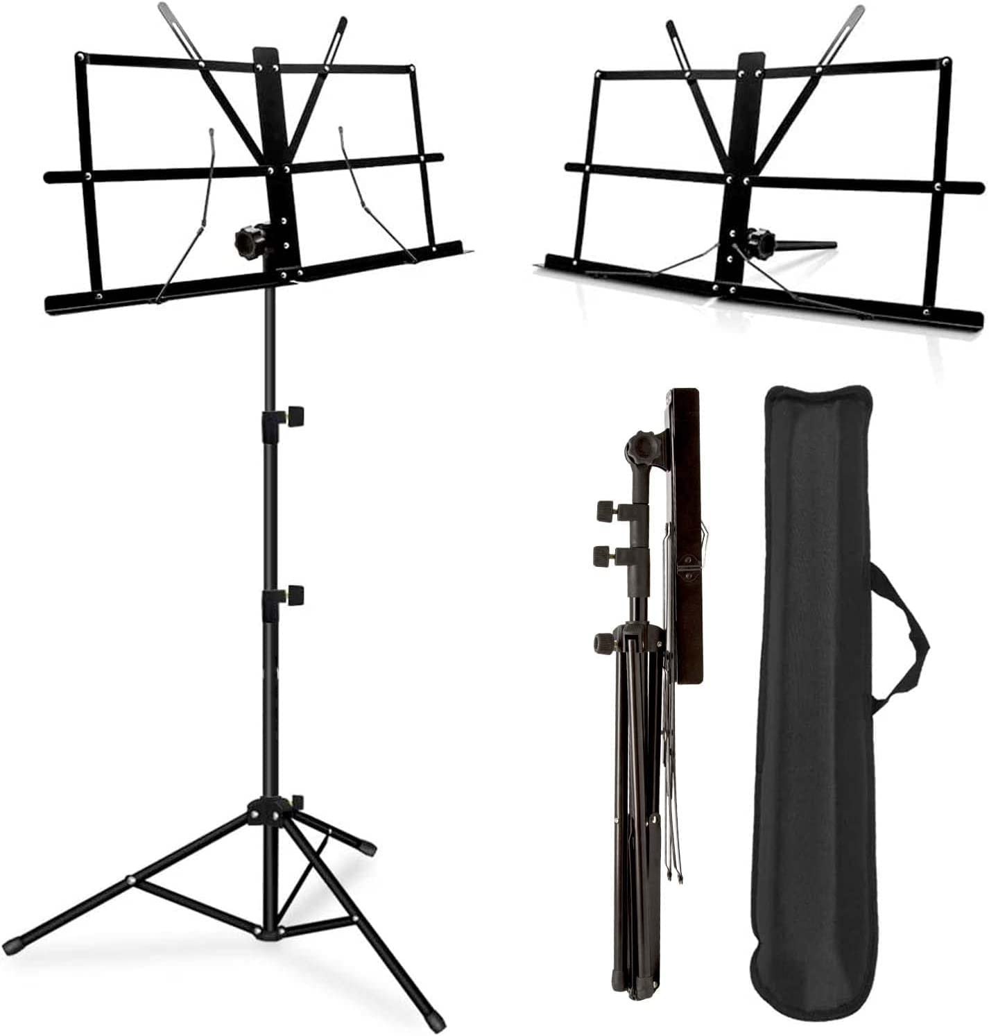 Blueberry R-006 Folding Music Stand/Book Stand Professional Collapsible Orchestra Portable and Light weight Suitable for Instrumental Performance with Carry Bag