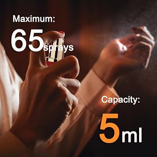 Miniatura 2 de 2 botellas atomizadoras de perfume (0.2 fl oz), mini botella vacía recargable de colonia con funda de cuero de lujo, para viajes, trabajo lateral,