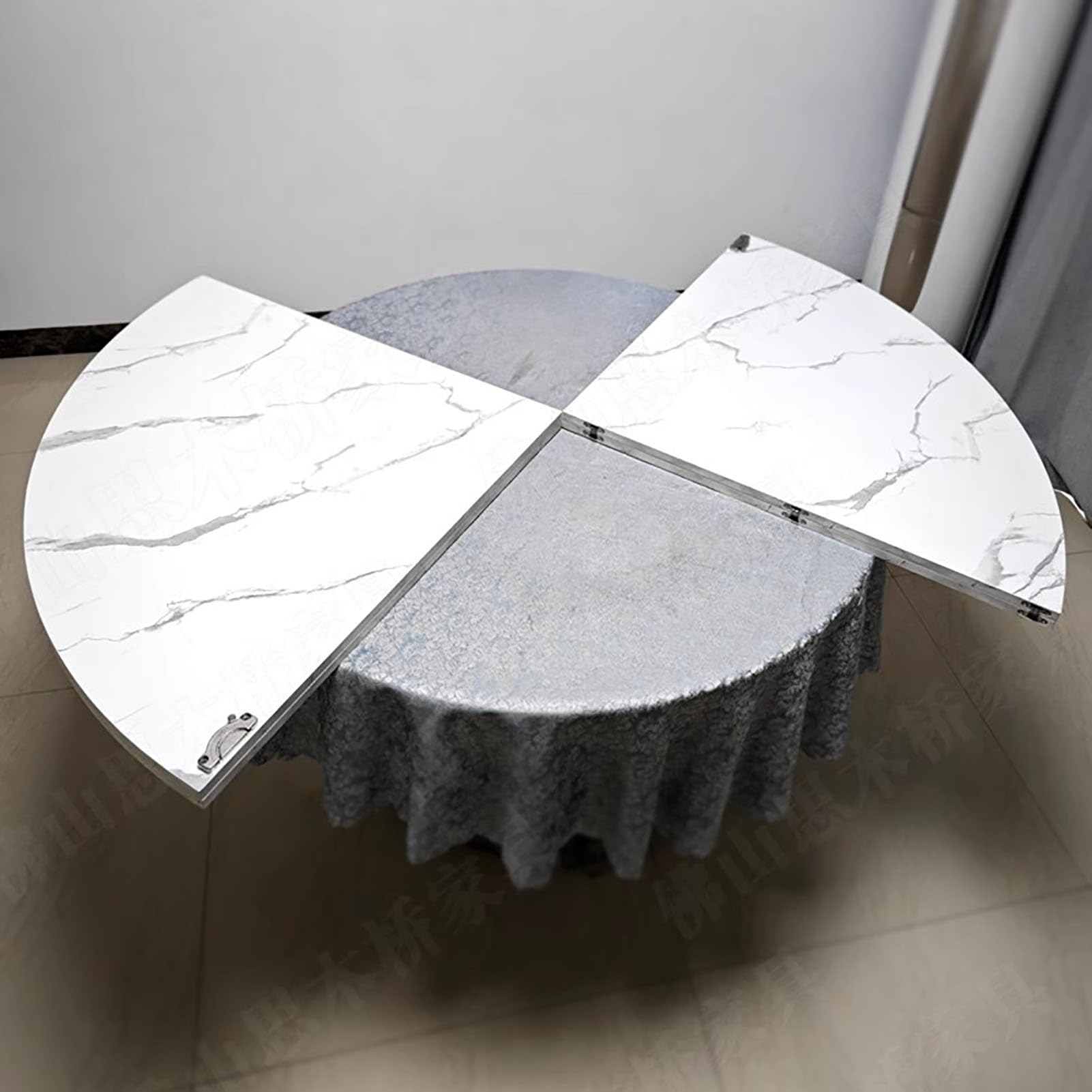 Nowoczesny okrągły stół składany o wyglądzie marmuru 140 cm stół do jadalni i bistro Ele Cu stolik kawowy drewniany design do domu i restauracji