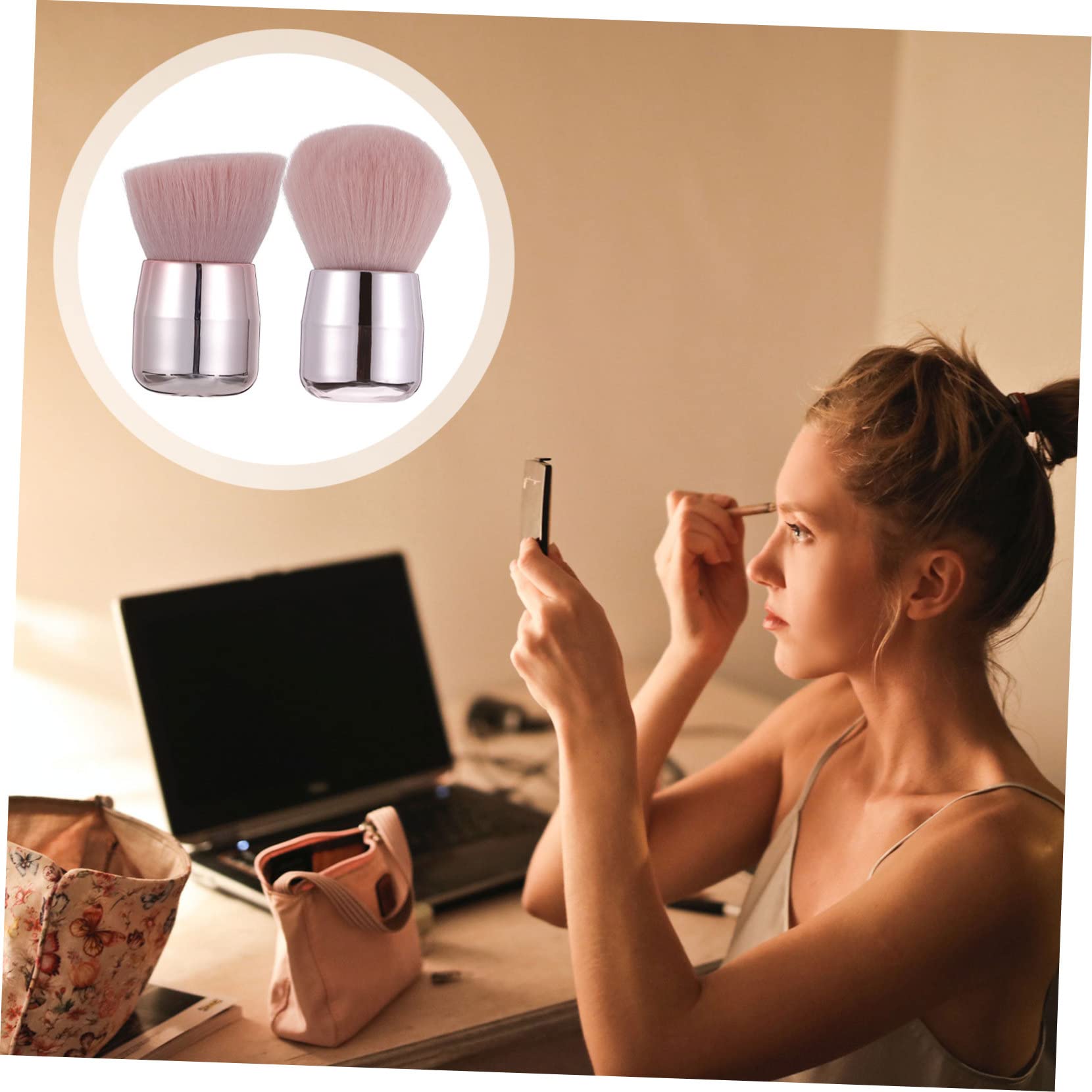 MAGICLULU 3er-set Make-up-pinsel-set Pilzform Foundation-pinsel Weiche Kunstfaser Bequemer Griff Tragbar Für Unterwegs 2 Stück X 3