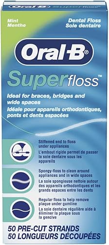 Miniatura 8 de Oral-B Hilo dental para aparatos ortopédicos hebras precortadas súper hilo dental menta 50 unidades paquete de 2