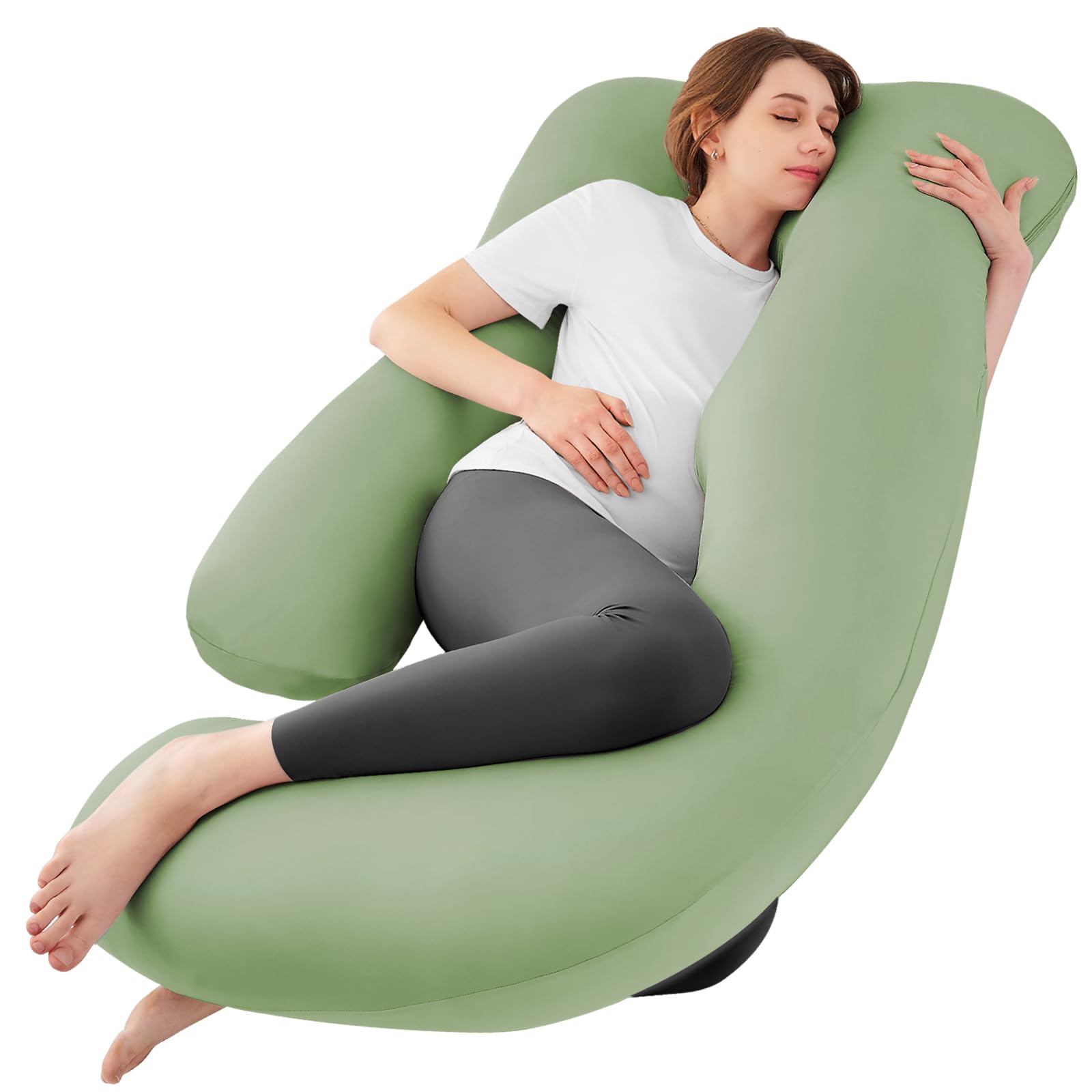 Cooling Pregnancy Pillows for Sleeping, 57'' Full Body Pillow, Green