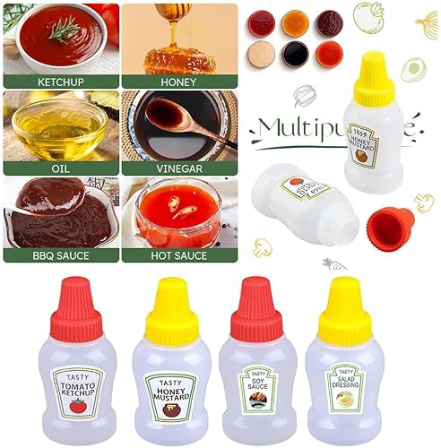 Miniatura 2 de Mini botella de salsa de tomate portátil, botellas exprimibles recargables para salsas, botellas de condimentos de plástico para lonchera, botellas