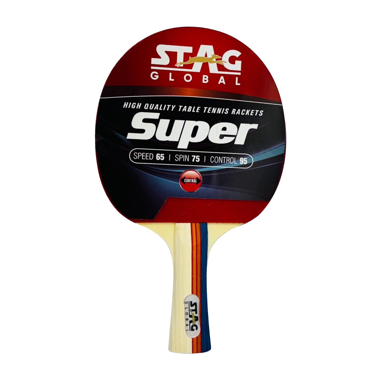 stag global super table tennis racket – advanced speed & spin paddle | ittf approved rubber | professional grip handle (super)