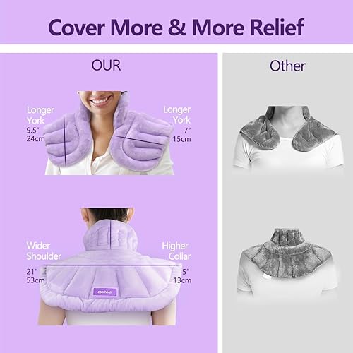 Miniatura 4 de Envoltura de cuello y hombros con calefacción y enfriamiento, calentador de cuello con peso para microondas, almohadilla de compresión para calor y