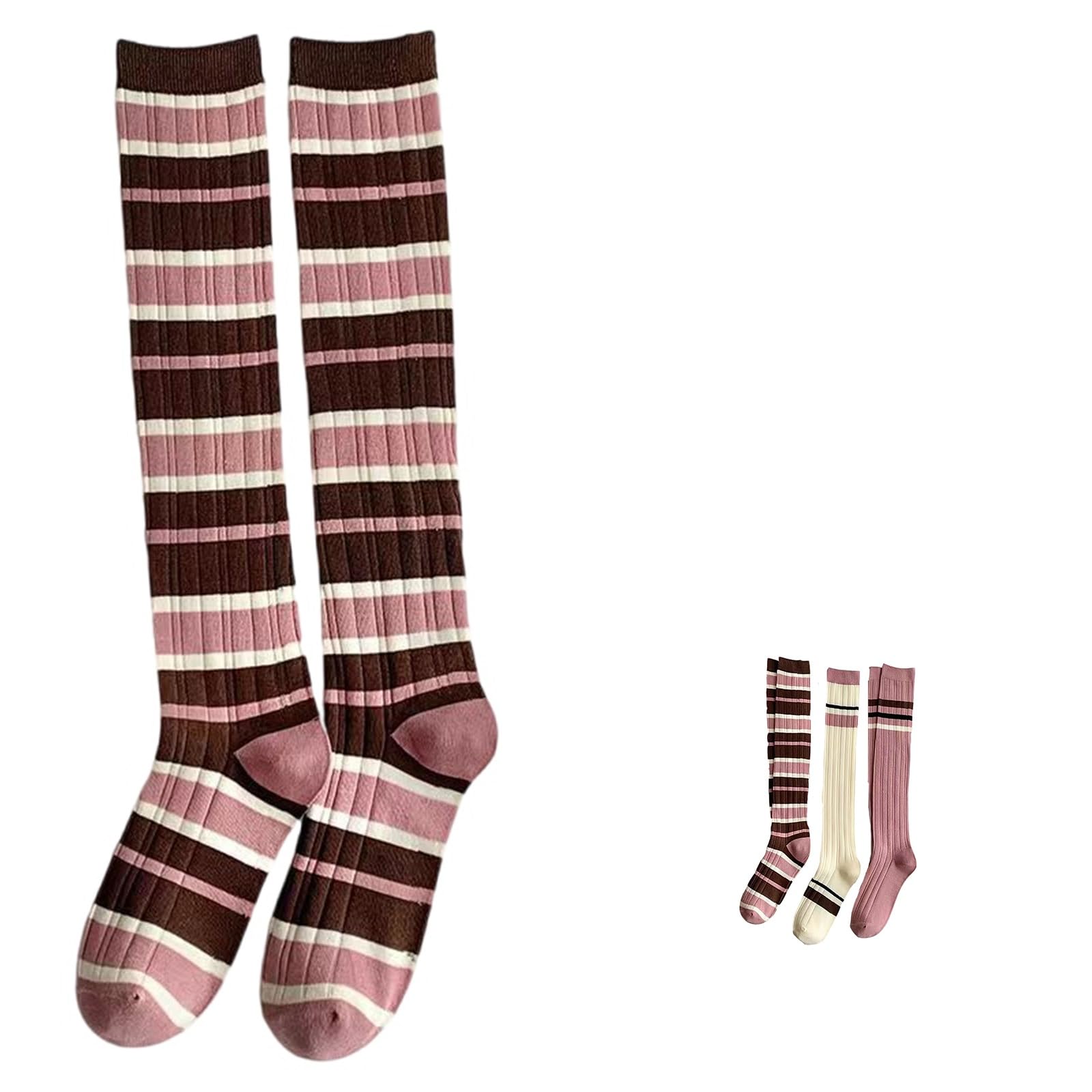 Calcetines altos para mujer de rayas perfectos para el estilo casual diario de las niñas