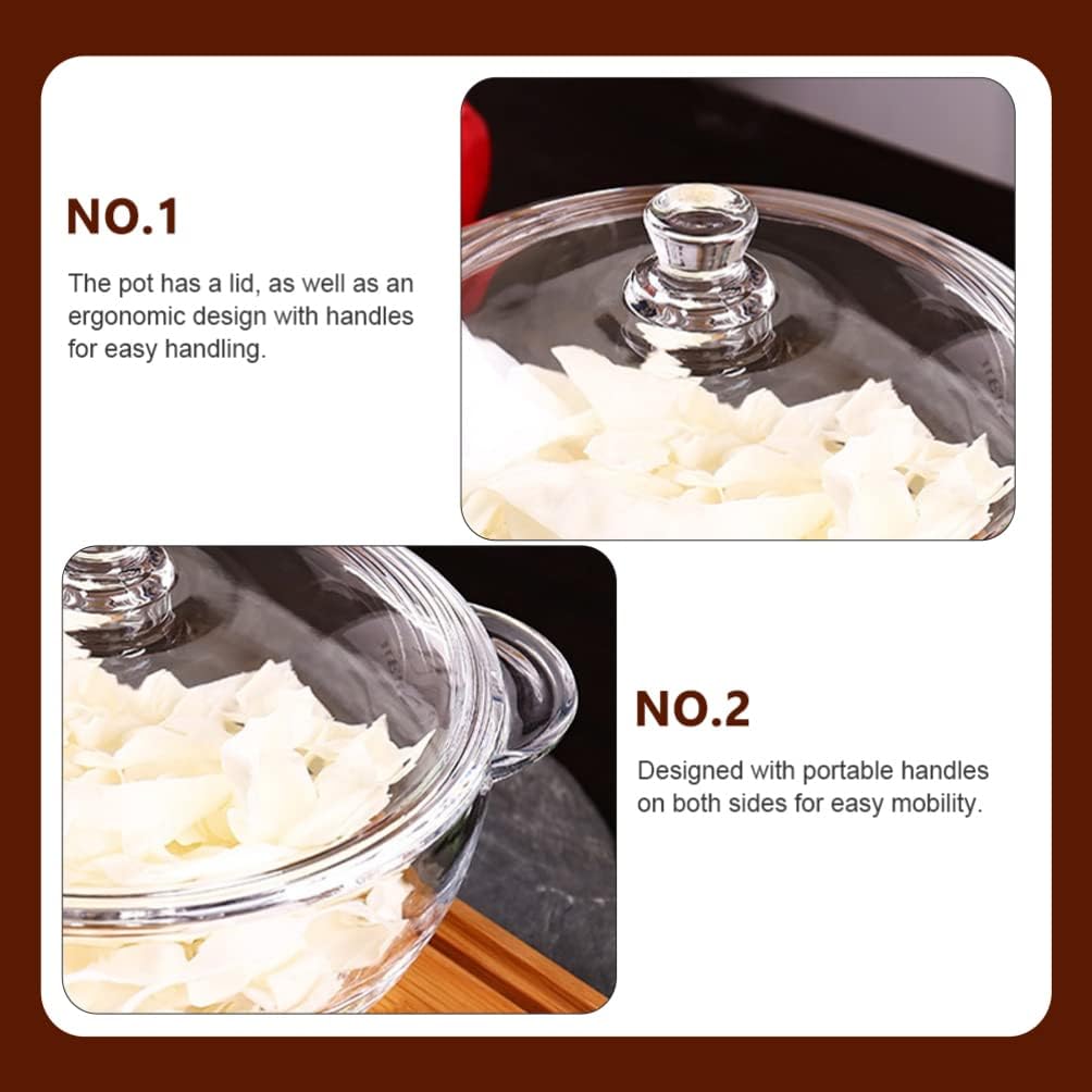 DOITOOL 1.5L Glass Stew Pot with Lid Heat Resistant Cooking Pot Double Ear Handles for Soup Noodles Slow Stewing on Home and Electric Stoves