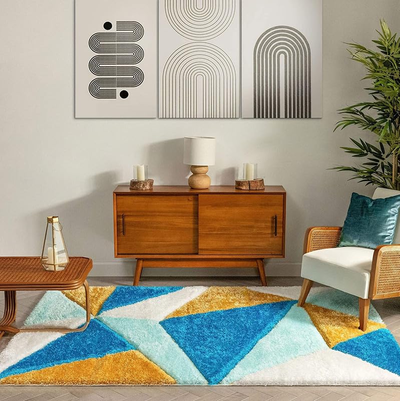 Image of Shaggy Rug for Bedroom Living Room 3X5 FEET Fluffy Plush Area Carpet with Non Slip Backing, Modern Cozy Floor Rug for Home Decor and Comfort (Sky)