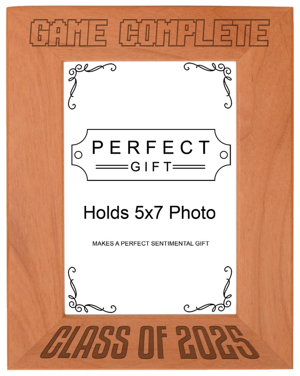 ThisWearThisWear High School Graduate Frame Game Complete Class of 2025 Wood Engraved Portrait 5x7 Photo Frame