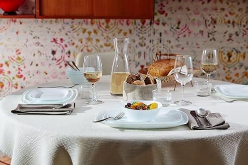 Miniatura 5 de Bormioli Rocco Parma - Juego de 6 platos para aperitivos, ensalada y postre, vidrio de ópalo templado de 7.75 pulgadas, blanco limpio, diseño lineal