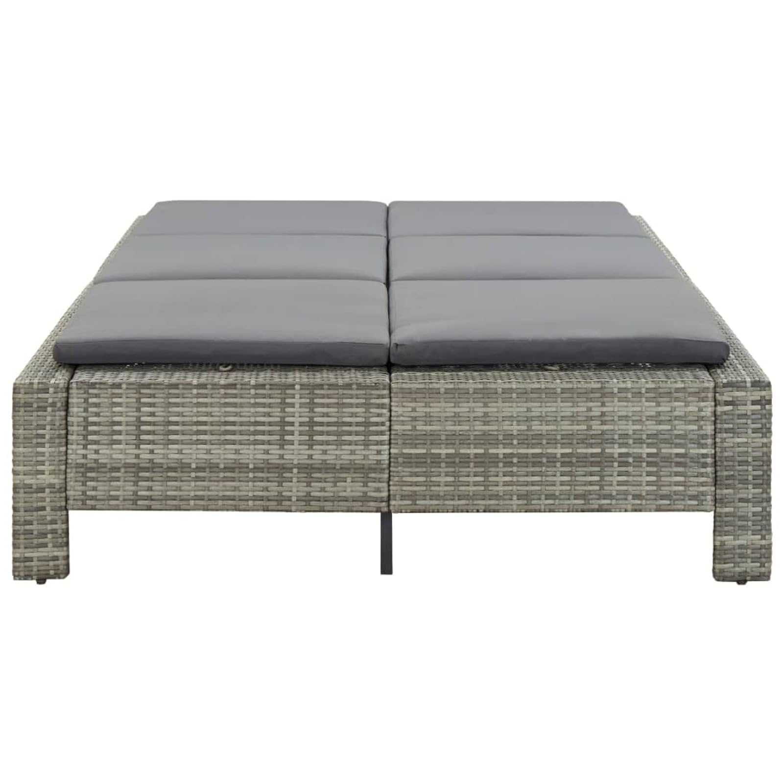 Mobili Lettino Prendisole a 2 Posti con Cuscino in Polyrattan Grigio, Divano Letto Mobili per Esterni Prendisole per Spiaggia Piscina Giardino Casa Mobili Decor per Casa