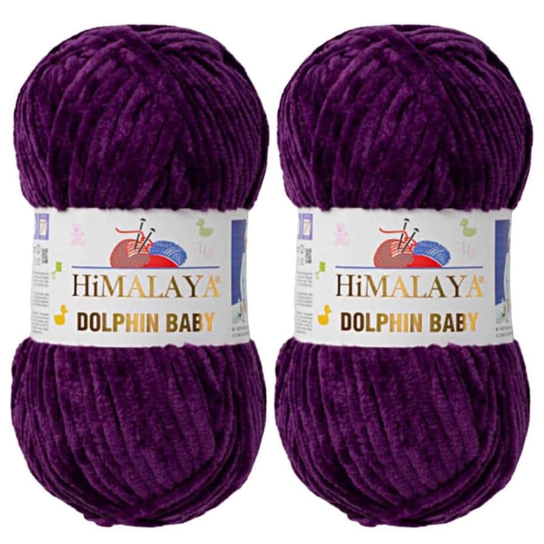 Himalaya Dolphin Baby Yarn 2 X 100g Skeins Super Bulky Yarn for Knitting/Crochet Ideal for Cardigans Shawls Blankets Hats and Home Textiles (2, 80328 Purple)