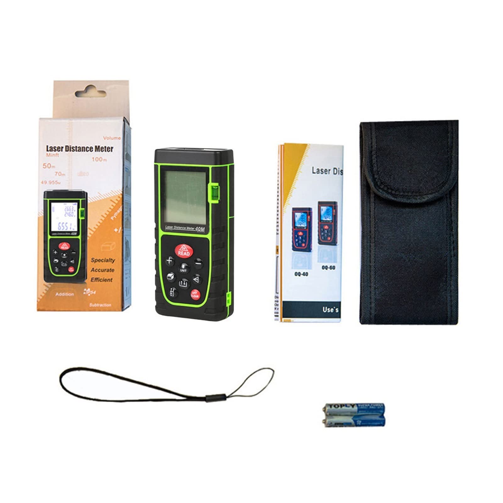 Medidor de área terrestre Medidor de distancia láser digital de 40 m Sensor de ángulo electrónico Telémetro láser Promociones Cinta métrica láser Instrumentos Herramientas Medir distancia, área