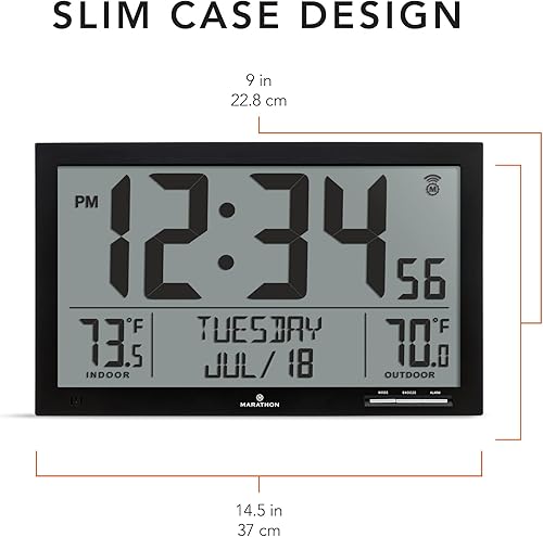 Miniatura 3 de MARATHON Atomic - Reloj de calendario completo con dígitos extra grandes para interiores y exteriores