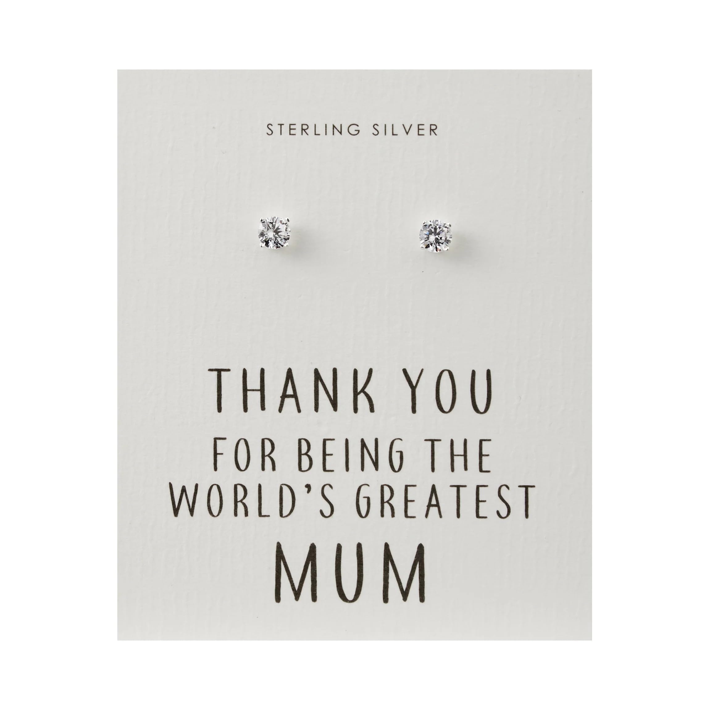 Philip Jones Orecchini A Perno In Argento Sterling 925 Con Cristallo Zircondia Trasparente 5mm - Regalo Per La Mamma