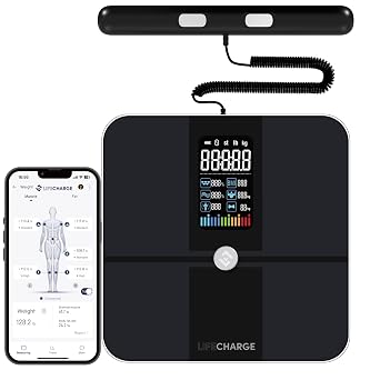 LifeCHARGE 8 Electrode Smart Body Fat Scale 2 PRO Scales for Body Weight and Fat. Large Display BMI Digital Weight Scale, Full Body 29 Composition Analyzer with Report, Accurate Bathroom Scale