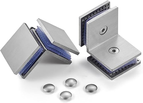 Ranbo Conector de abrazadera de vidrio cuadrado de acero inoxidable 304, sin marco, puerta de ducha, panel fijo, abrazadera de esquina de vidrio a Ranbo Conector de abrazadera de vidrio cuadrado de acero inoxidable 304, sin marco, puerta de ducha, panel fijo, abrazadera de esquina de vidrio a