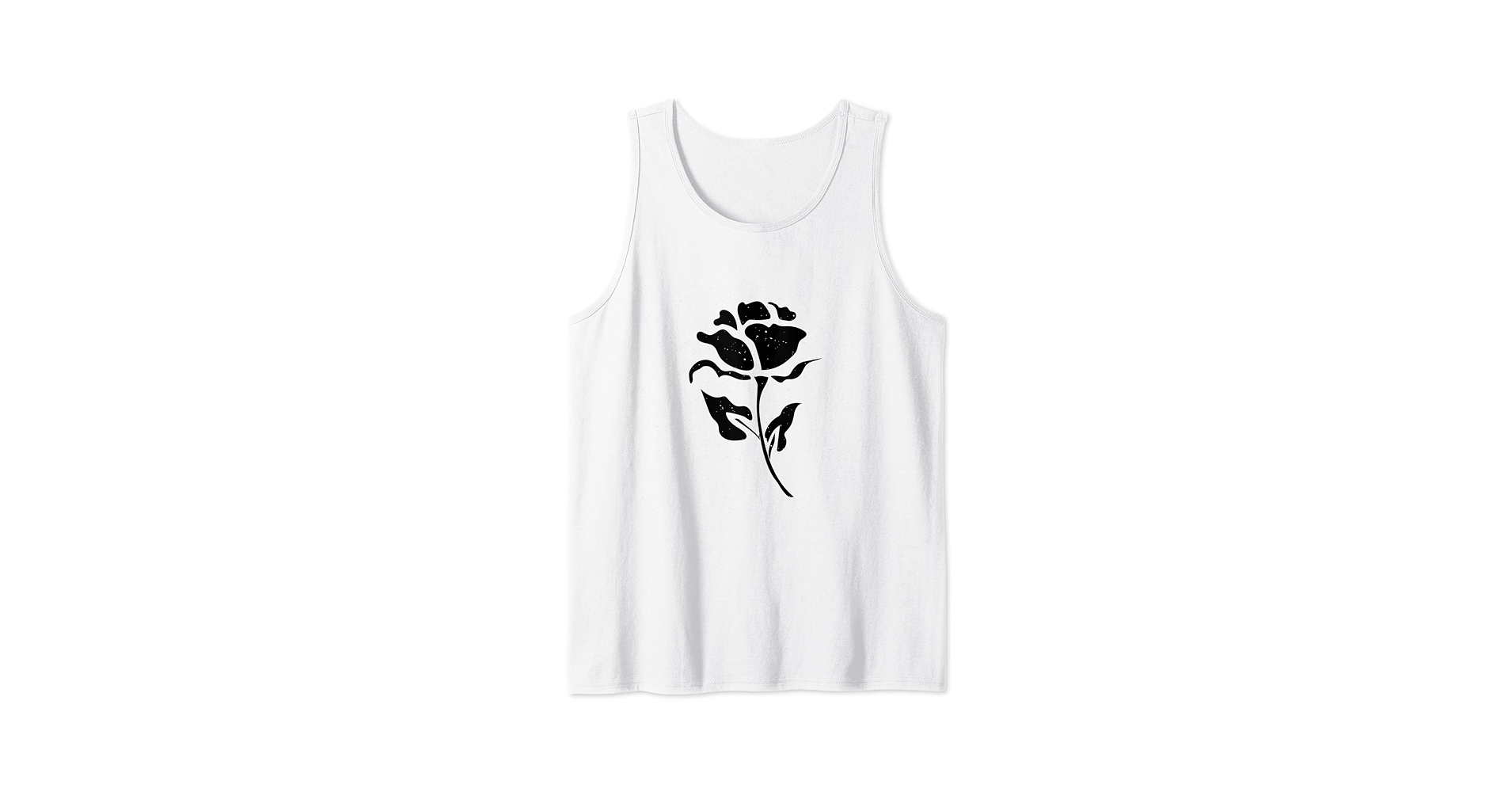Amazon.com: Vintage Black Flower Rose Design White Tank Top