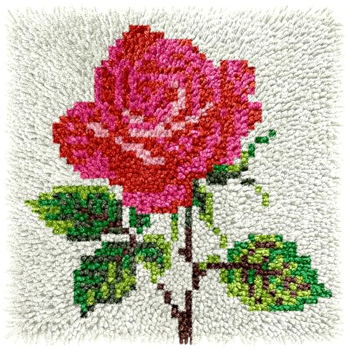 Image of Latch Hook Kits for Adults Beginners, Rug Hooking Kit 30*30cm Small Home Decor Rugs Making Kit with Crochet Tool & Precut Yarns and Coded Canvas Christmax Halloween Craft Gifts for Women Mom