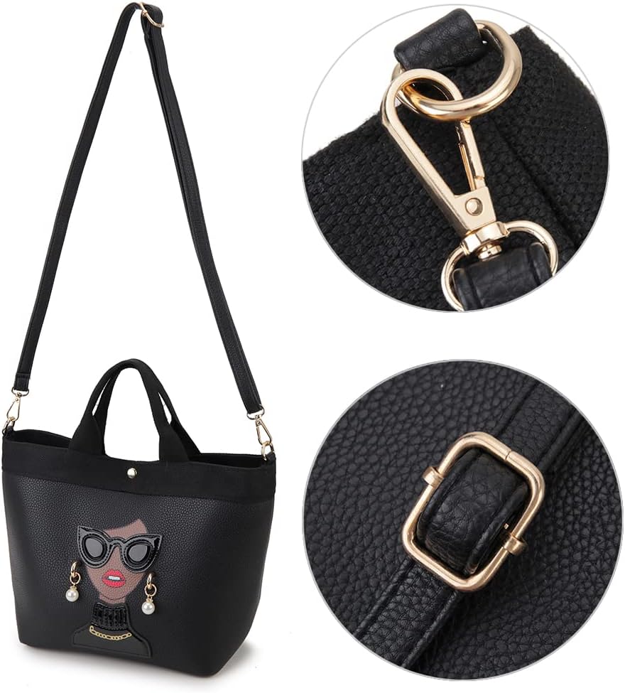 Funky Lady Face Purse for Women Casual Shopping Bag Top Handle Satchel Handbags Pu Leather Shoulder Bag Totes | Funky Lady Face, Casual Shopping Bag, Top Handle, Pu Leather - Image 8