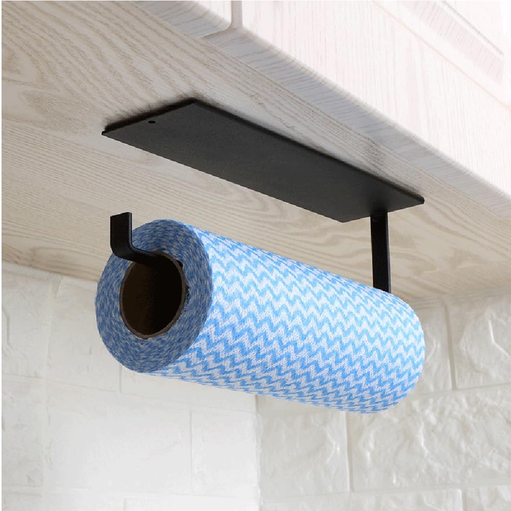 Sweet seven Versatile Kitchen and bathroom Organizer - Cabinet Paper Towel Holder, Wall-Mounted Toilet Roll Holder, Self-Adhesive Towel Rack for Sink and refrigerator