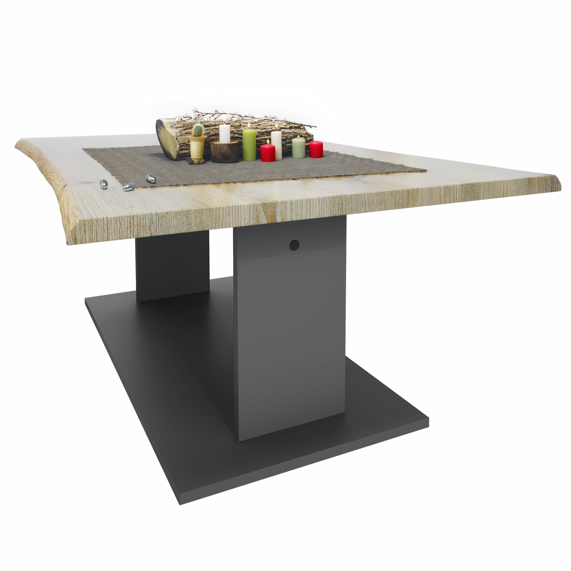 Vladon Mesa de Centro Mesa Auxiliar Mesa de salón Melo en Antracita con Tablero en Roble nórdico 102 x 40 x 67,5 cm