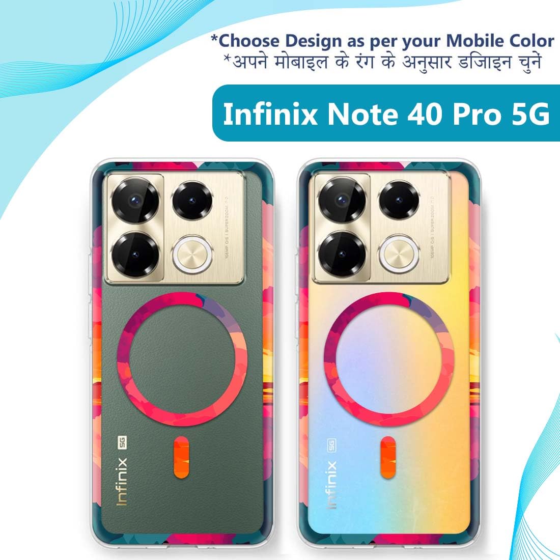 Fashionury Back Cover for Infinix Note 40 Pro 5G Designer, Printed,Transparent,Flexible, Silicon -D3130 1