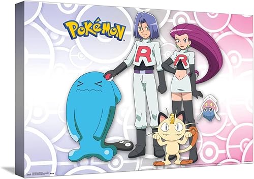 Trends International Pokémon - Póster de pared de cohete del equipo, 14.72 x 22.37 pulgadas, lienzo estirado