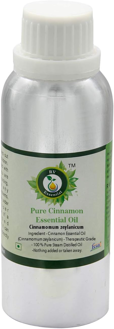 Cinnamon Essential Oil | Cinnamomum Zeylanicum | Cinnamon Oil | for Hair | for Massage | for Skin | 100% Pure Natural | Steam Distilled | Therapeutic Grade | 300ml | 10oz by R V Essential