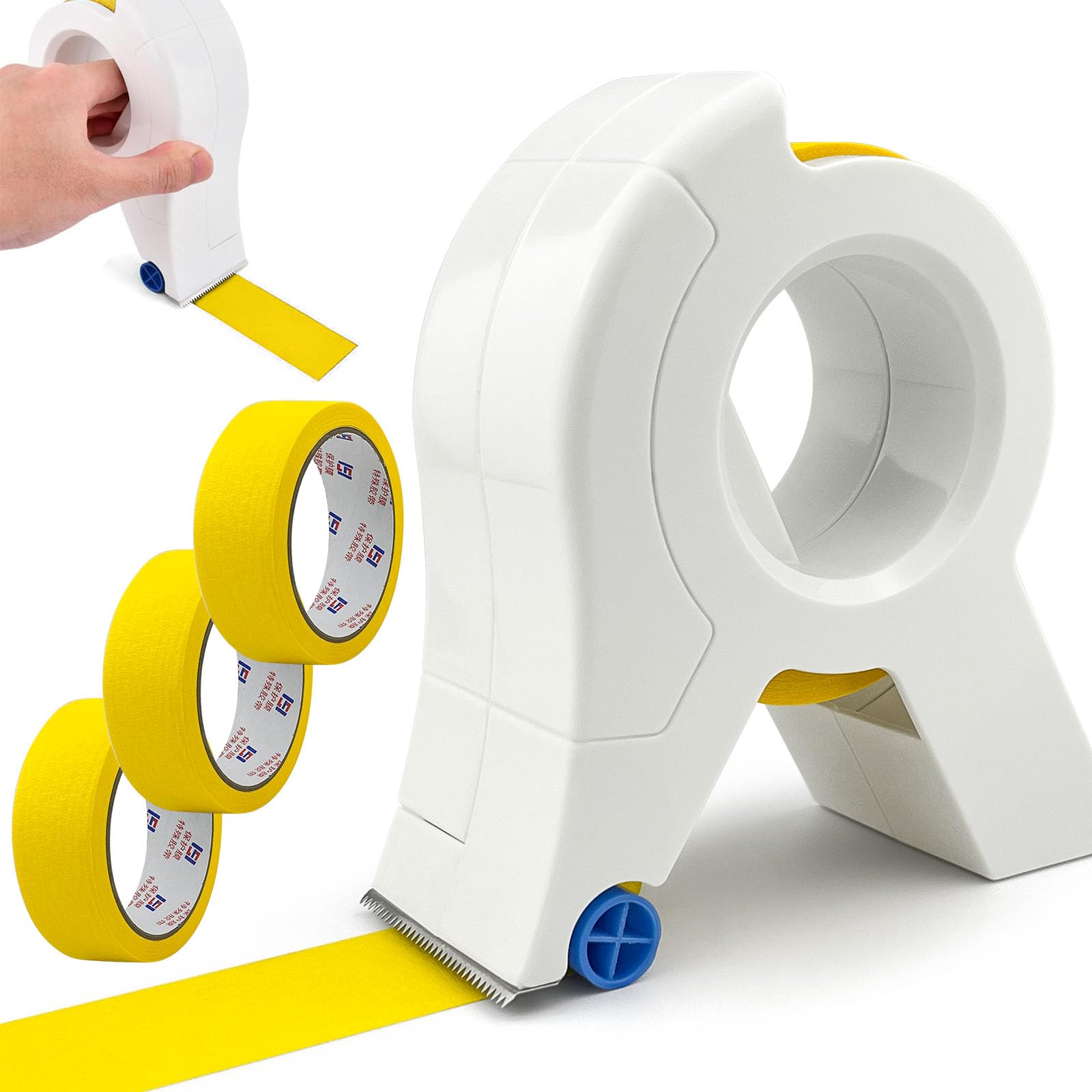 Applicatore per Nastro Imbianchino,Masking Master Applicatore Nastro,con 3 rotoli per mascherare,per Pavimenti, Finestre e Telai Delle Porte