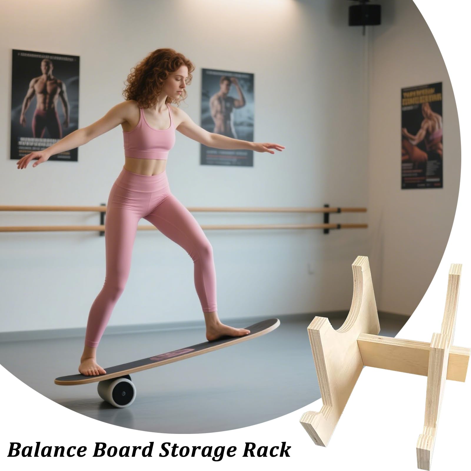 Halterung für Skateboard, Halterung für Trainings-Balance-Board, 8,66 x 7,87 x 5,43 Zoll | Ständer für Stabilitätstrainer, Übung, aus Holz, für Fitnesscenter