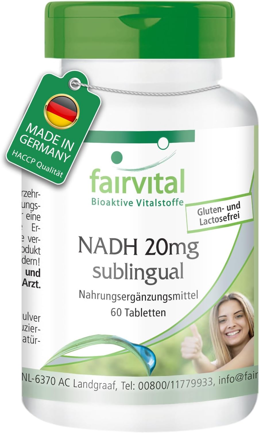 Fairvital | NADH 20mg sublingual - Vegan - 60 Tablets