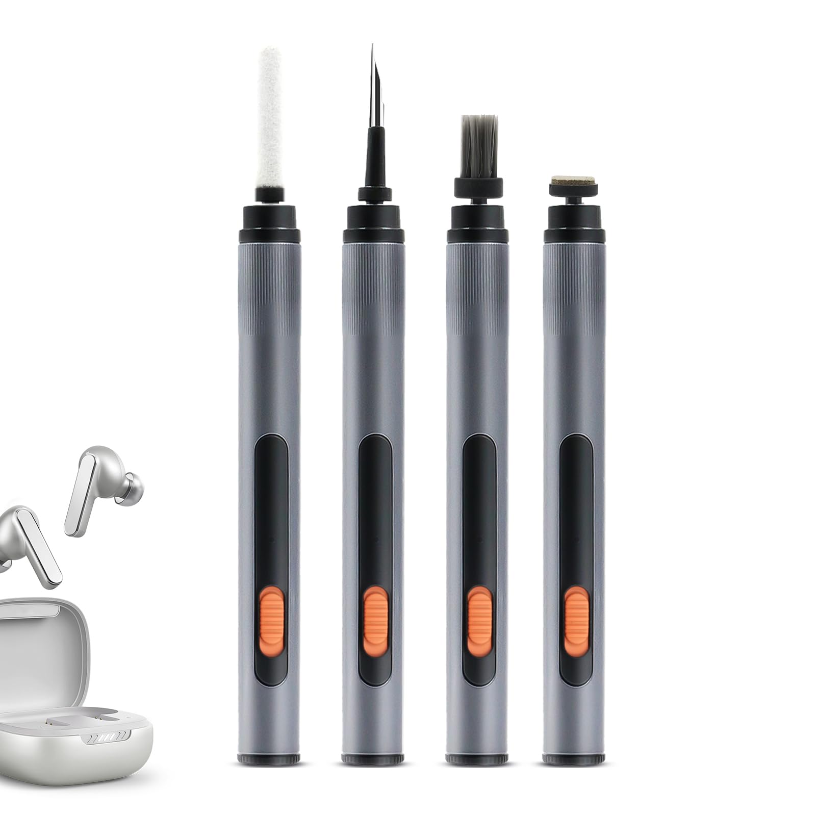 Electric Rotating AirPods Pro Cleaner Kit with Dust-Revealing Light - 4-in-1 Cleaning Pen for iPhone, Bluetooth Headset, Charging Case, Earbuds, Phone Speaker - Soft Brush & Flocking Sponge