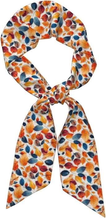 Skinny Scarf for Women, Fall Leaf Pattern Autumn Hair Scarf for Neck, Purse Handles and Handbags